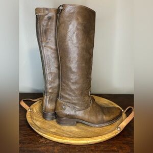 FRYE Classic Brown Leather Boots Zip Knee 7